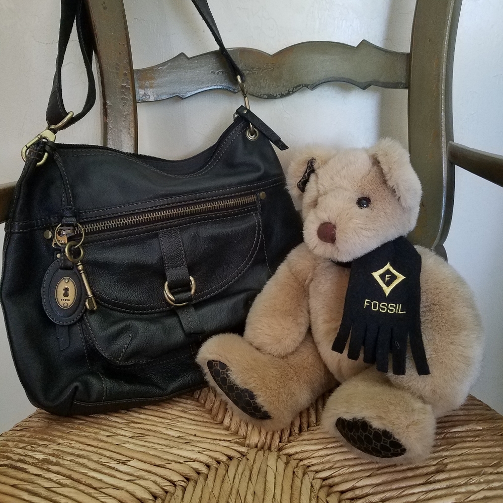 Vintage Fossil purse and bear